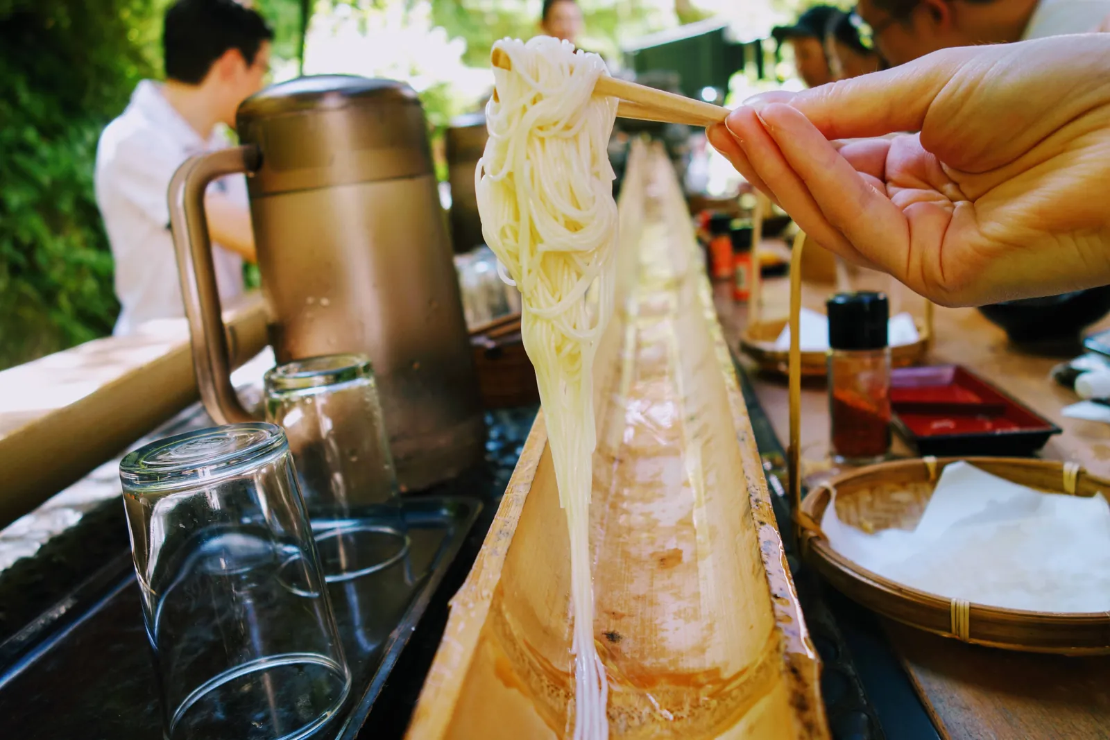 Traditional soba noodles served at mountain restaurant Japan